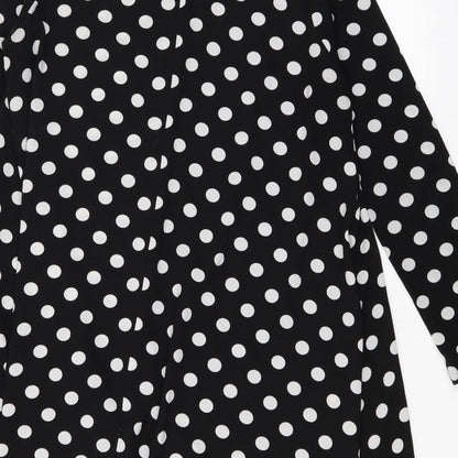 Atmosphere Womens Black Polka Dot  Basic Button-Up Size 8  - Oversized Sheer