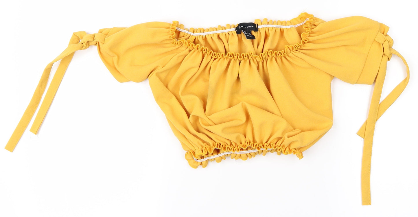 Womens UK Size 6 New Look Yellow Basic T-Shirt