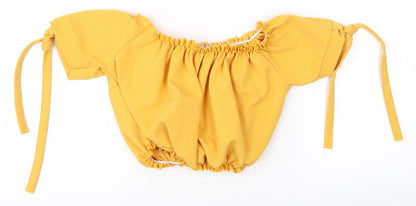 Womens UK Size 6 New Look Yellow Basic T-Shirt
