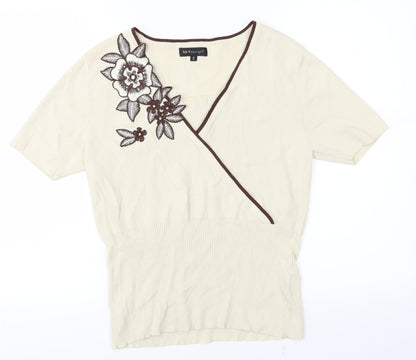 Womens UK Size M Sky Designs Beige Basic T-Shirt