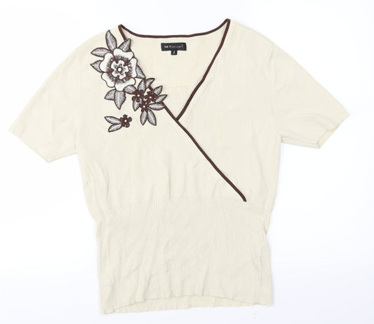 Womens UK Size M Sky Designs Beige Basic T-Shirt