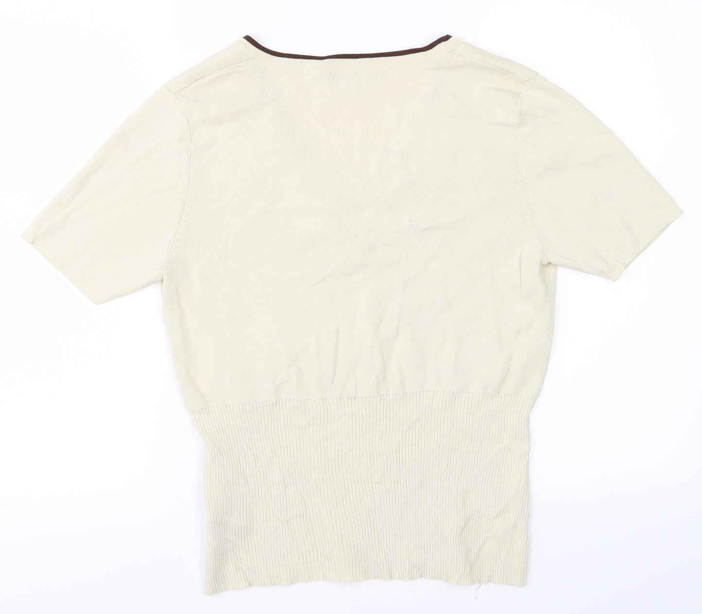 Womens UK Size M Sky Designs Beige Basic T-Shirt