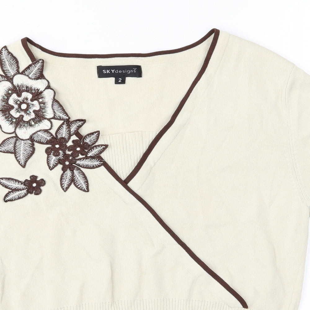 Womens UK Size M Sky Designs Beige Basic T-Shirt