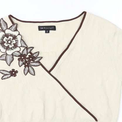Womens UK Size M Sky Designs Beige Basic T-Shirt