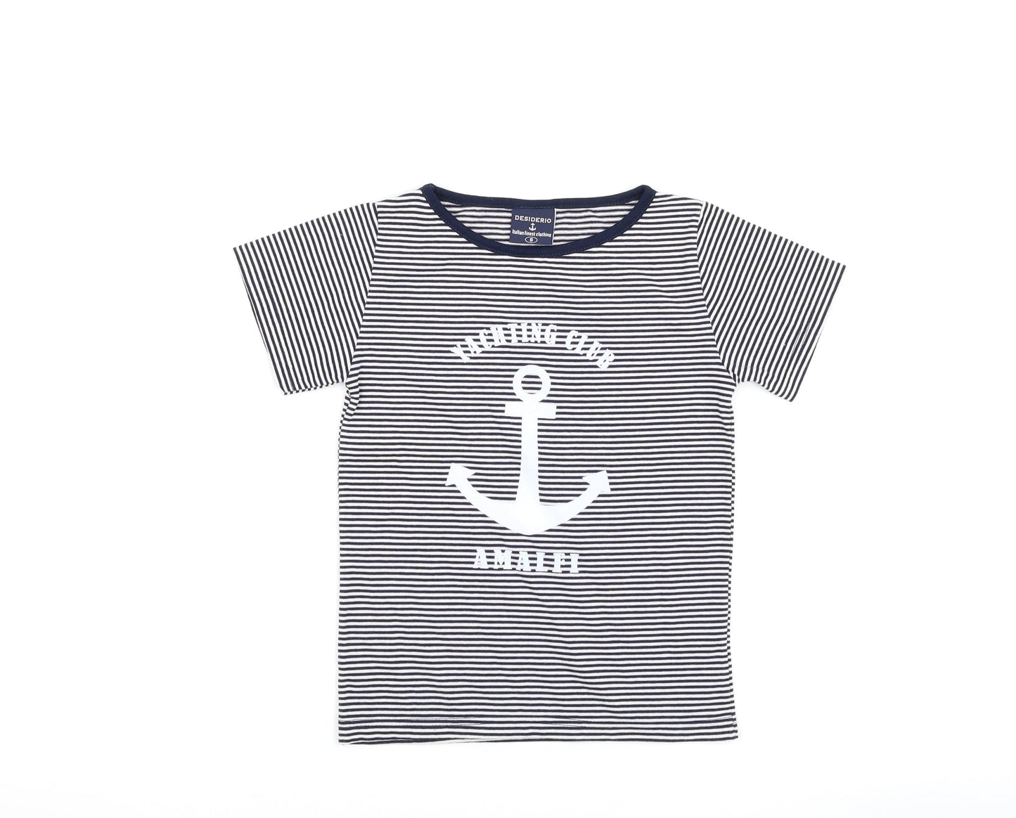 Desiderio Girls Blue Striped  Basic T-Shirt Size S  - yachting club amalfi
