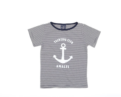 Desiderio Girls Blue Striped  Basic T-Shirt Size S  - yachting club amalfi