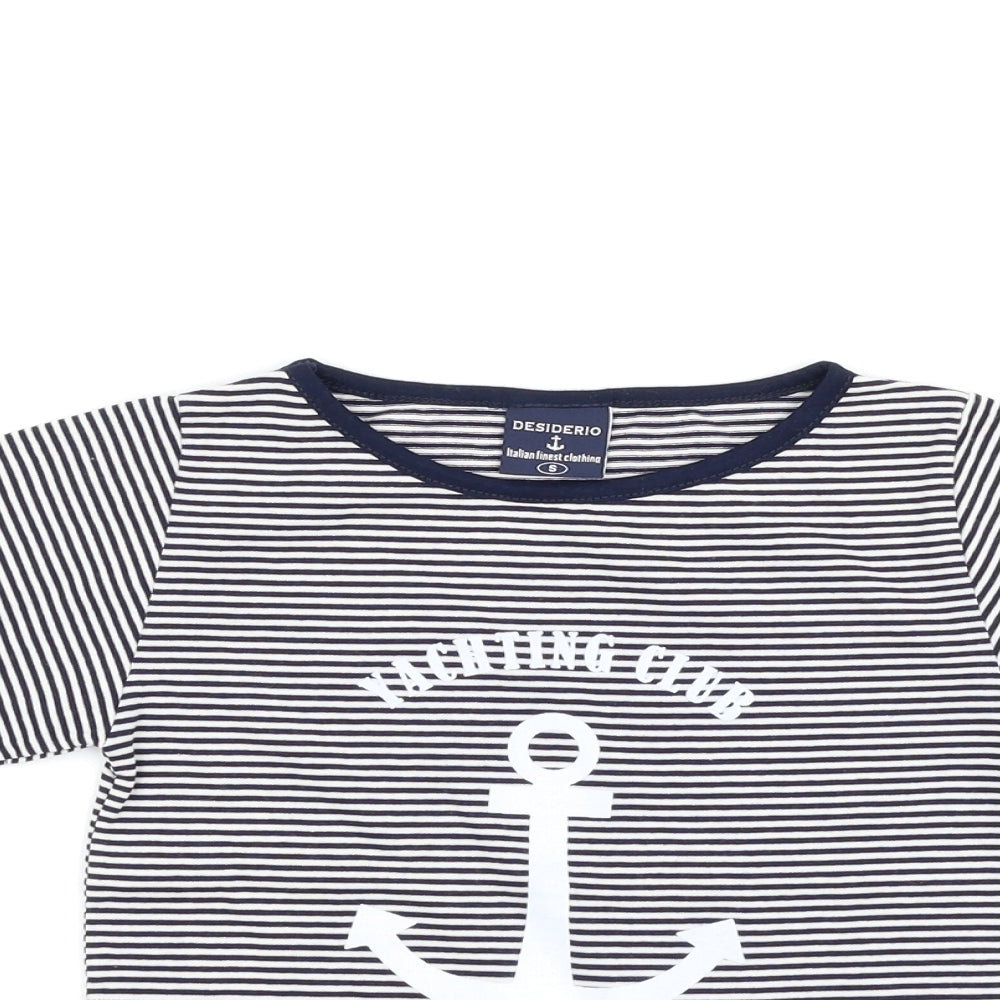 Desiderio Girls Blue Striped  Basic T-Shirt Size S  - yachting club amalfi