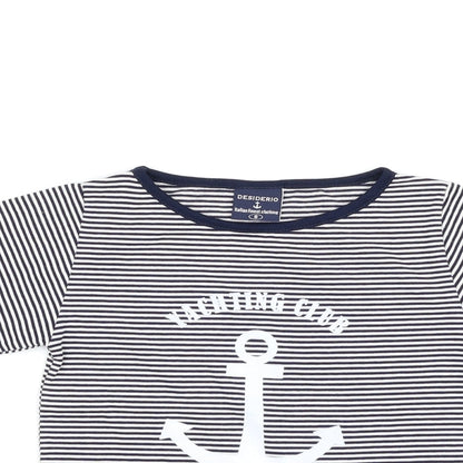Desiderio Girls Blue Striped  Basic T-Shirt Size S  - yachting club amalfi