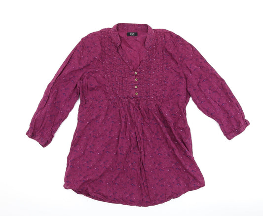 F&F Womens Purple Floral  Basic Button-Up Size 12