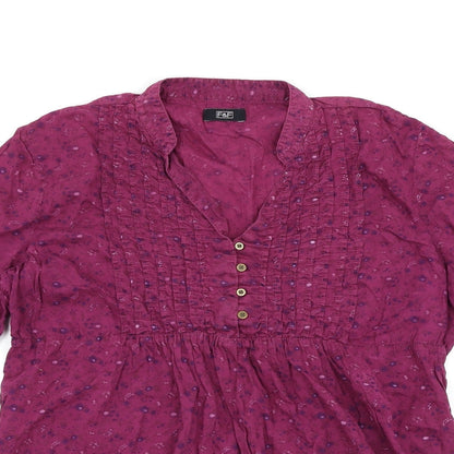 F&F Womens Purple Floral  Basic Button-Up Size 12