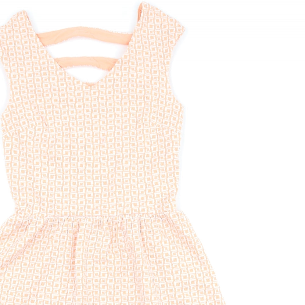 Xhilaration Womens Pink Geometric  Skater Dress  Size S