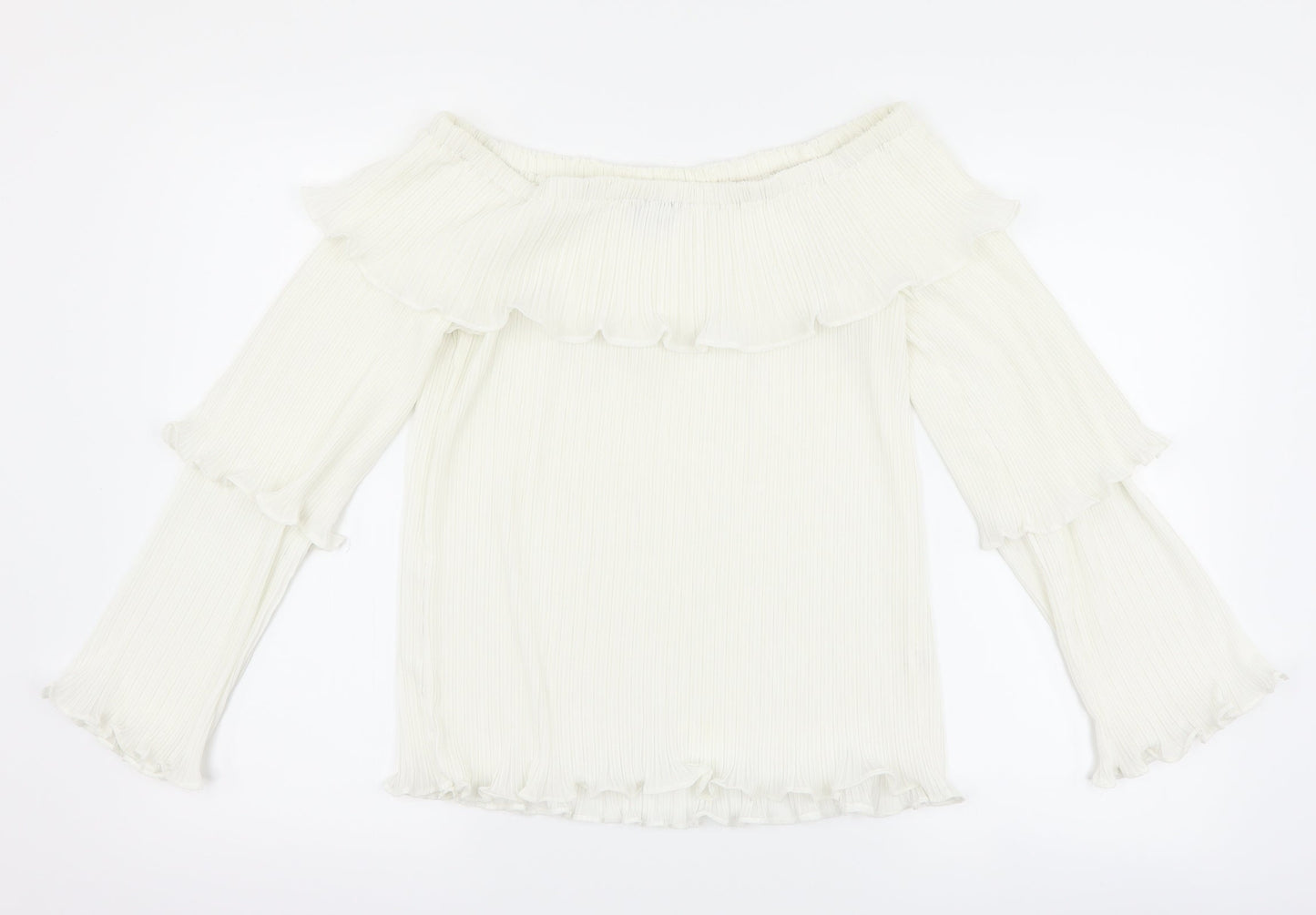 Womens UK Size 12 PRETTYLITTLETHING White Basic Blouse