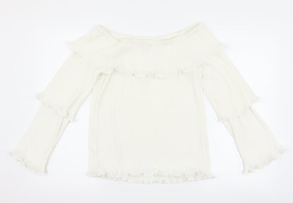 Womens UK Size 12 PRETTYLITTLETHING White Basic Blouse