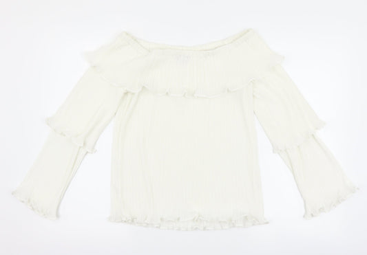 Womens UK Size 12 PRETTYLITTLETHING White Basic Blouse