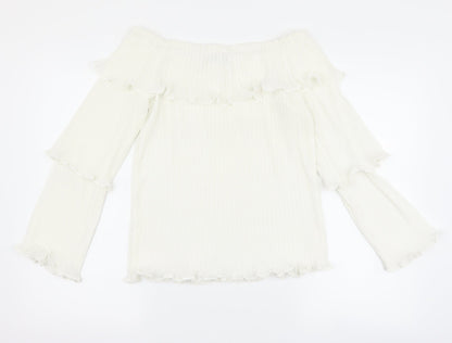 Womens UK Size 12 PRETTYLITTLETHING White Basic Blouse