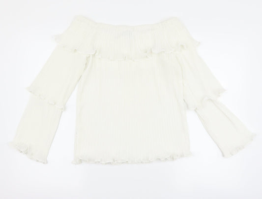 Womens UK Size 12 PRETTYLITTLETHING White Basic Blouse