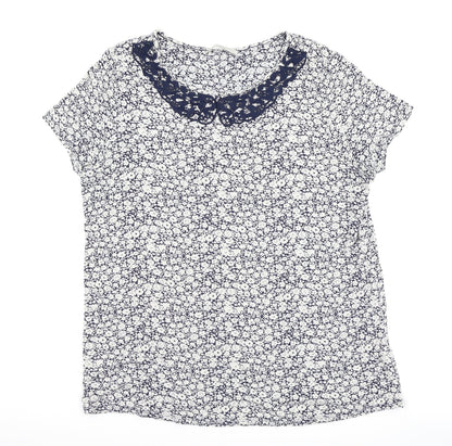 George Womens Blue Floral  Basic T-Shirt Size 16
