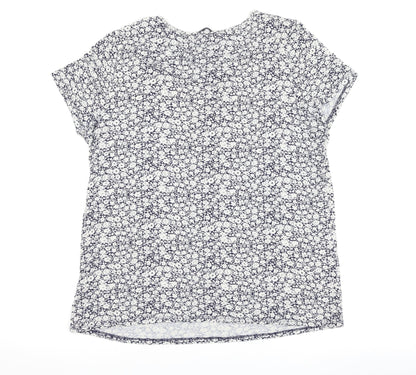 George Womens Blue Floral  Basic T-Shirt Size 16