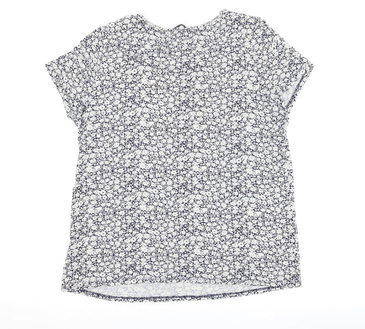 George Womens Blue Floral  Basic T-Shirt Size 16