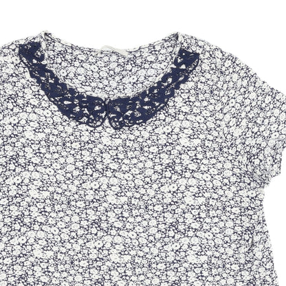 George Womens Blue Floral  Basic T-Shirt Size 16
