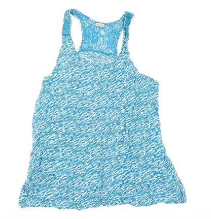 Cherokee Womens Blue Geometric  Basic Tank Size 16