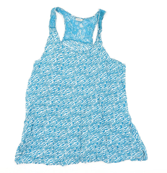 Cherokee Womens Blue Geometric  Basic Tank Size 16
