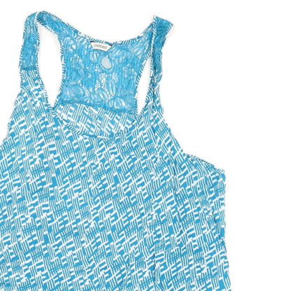 Cherokee Womens Blue Geometric  Basic Tank Size 16