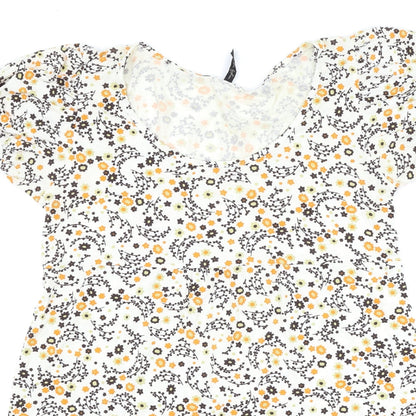 evie Womens White Floral  A-Line  Size 12