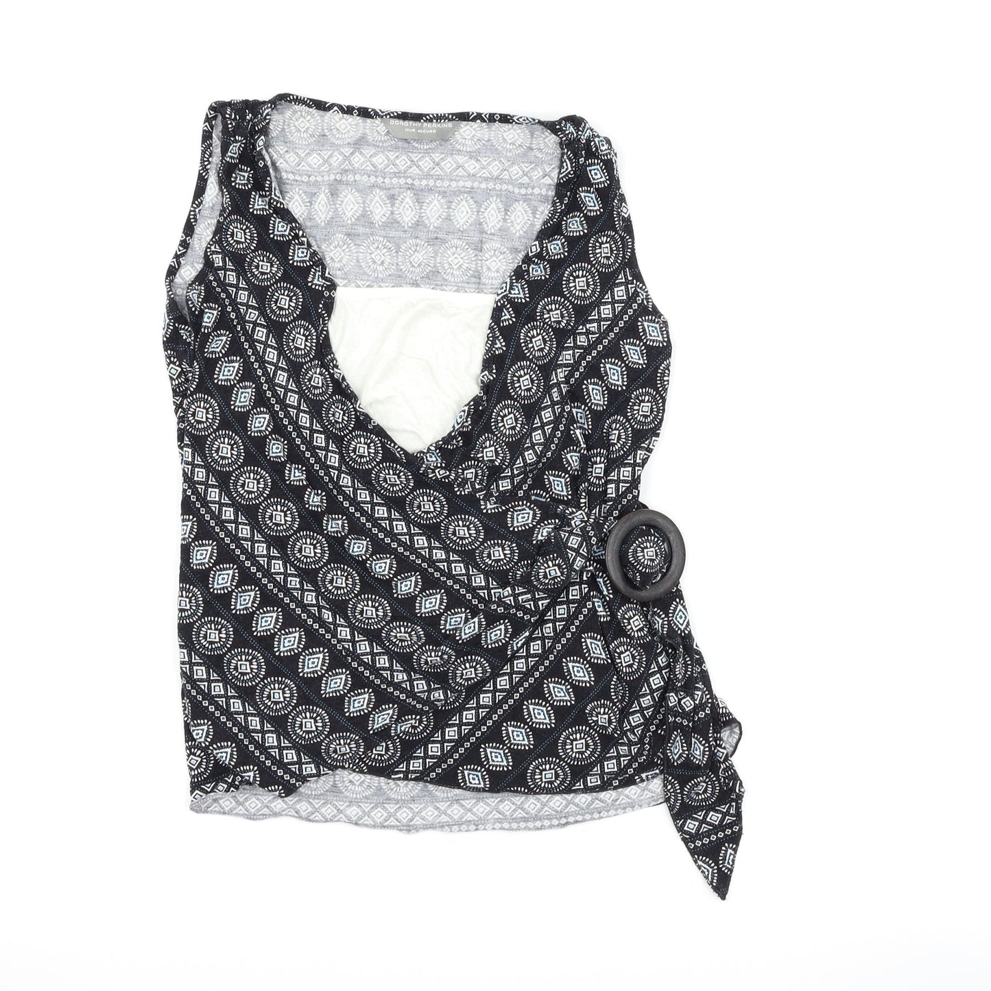 Womens UK Size 12 Dorothy Perkins Black Wrap Tank