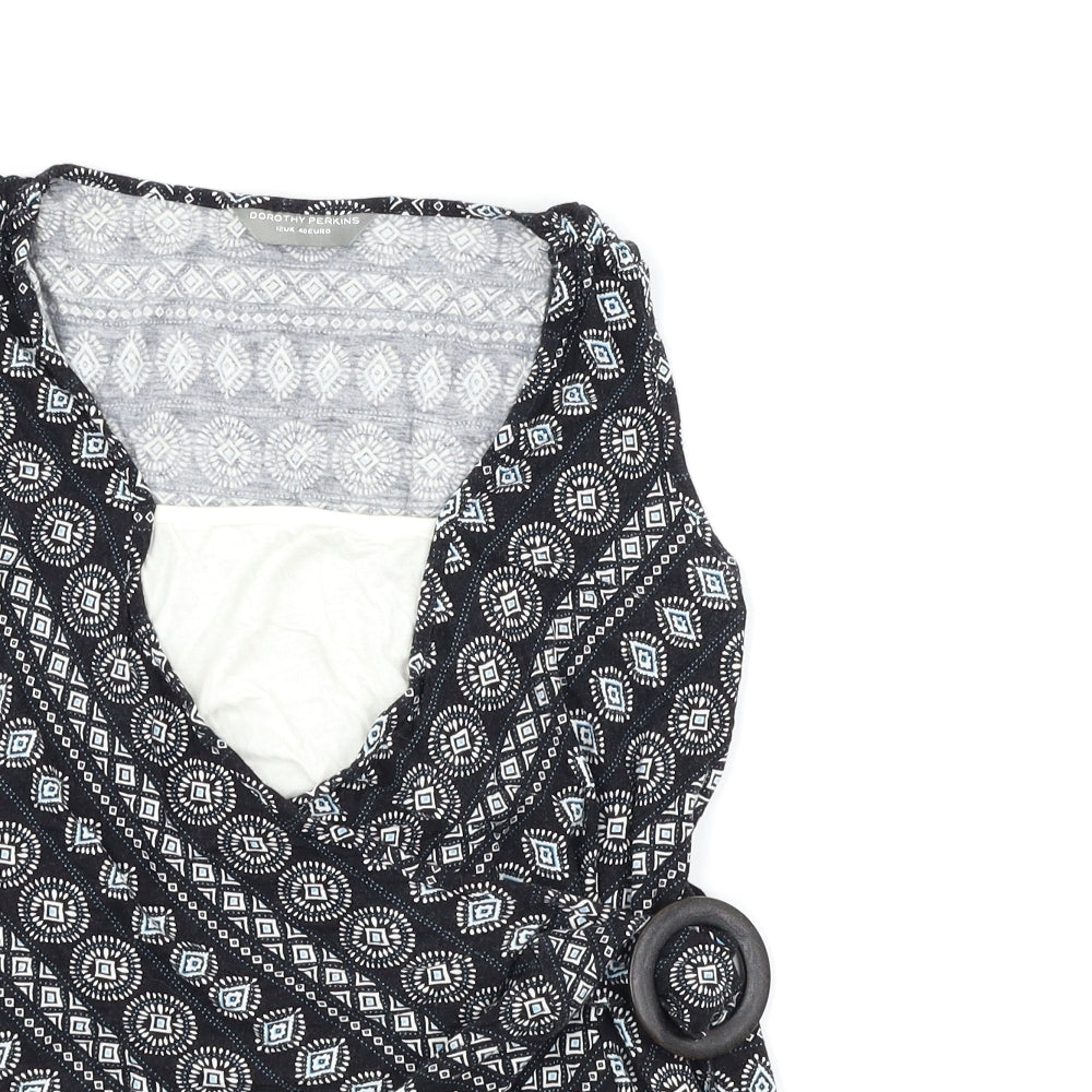 Womens UK Size 12 Dorothy Perkins Black Wrap Tank