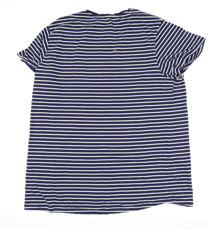 Primark Womens Blue Striped  Basic T-Shirt Size 18  - slogan