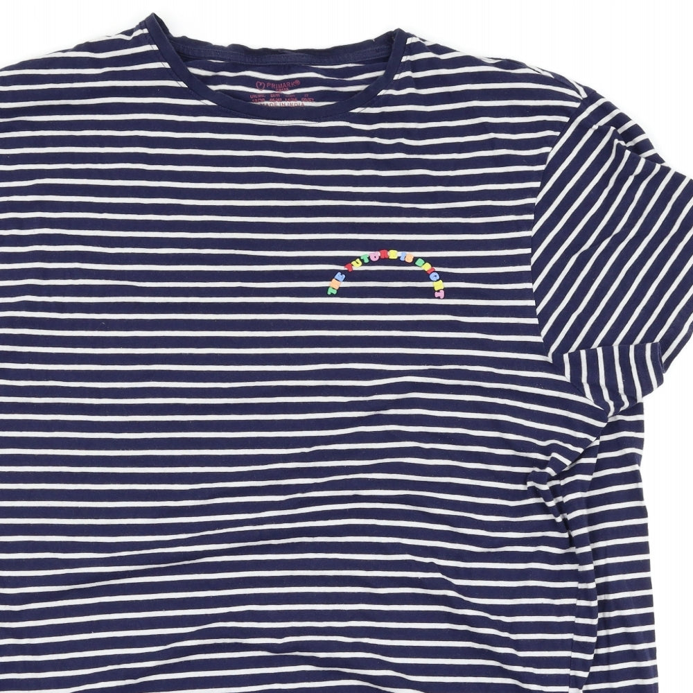 Primark Womens Blue Striped  Basic T-Shirt Size 18  - slogan