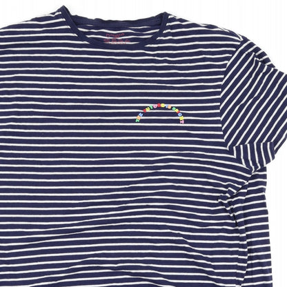 Primark Womens Blue Striped  Basic T-Shirt Size 18  - slogan
