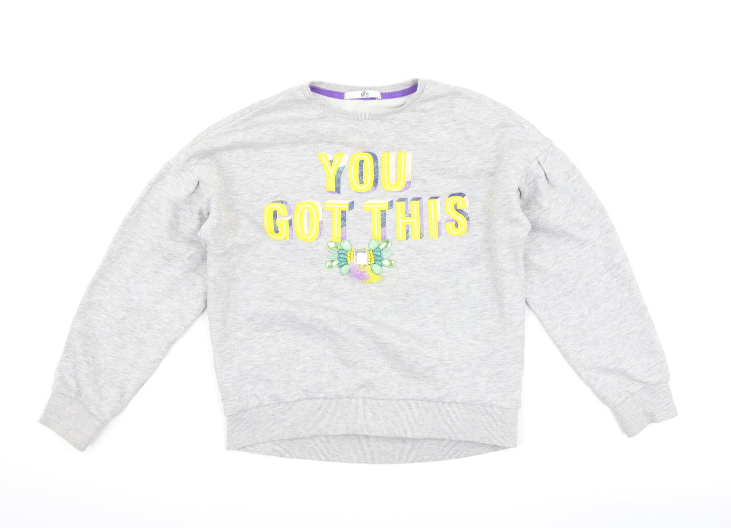 Marks and Spencer Girls Grey   Pullover Sweatshirt Size 10-11 Years  - slogan