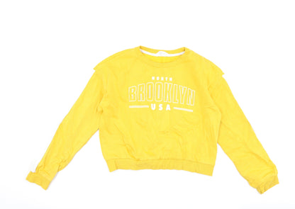 H&M Girls Yellow   Pullover Sweatshirt Size 11-12 Years  - brooklyn