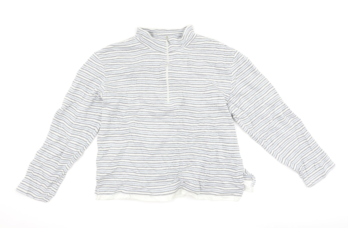 Bonmarché Womens Blue Striped  Henley Sweatshirt Size M