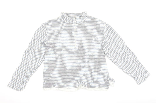 Bonmarché Womens Blue Striped  Henley Sweatshirt Size M