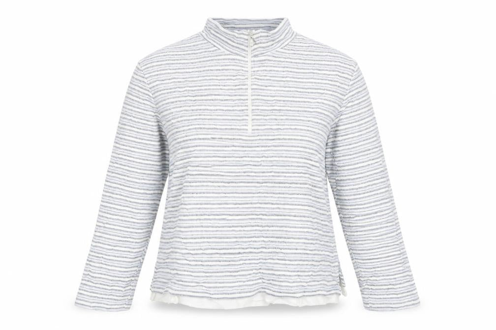 Bonmarché Womens Blue Striped Henley Sweatshirt Size M