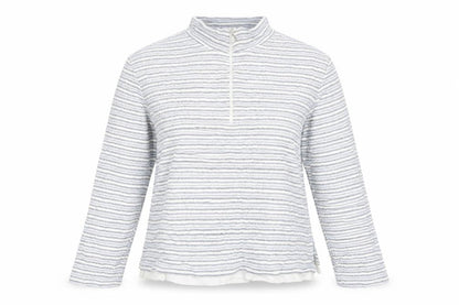 Bonmarché Womens Blue Striped Henley Sweatshirt Size M