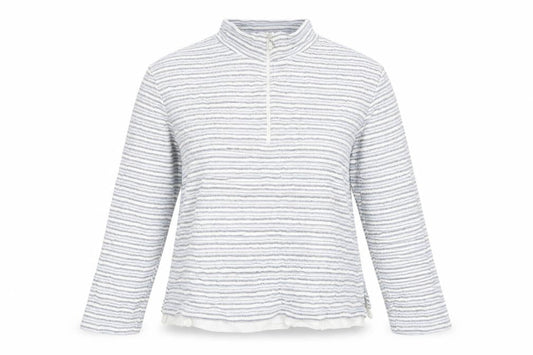 Bonmarché Womens Blue Striped Henley Sweatshirt Size M