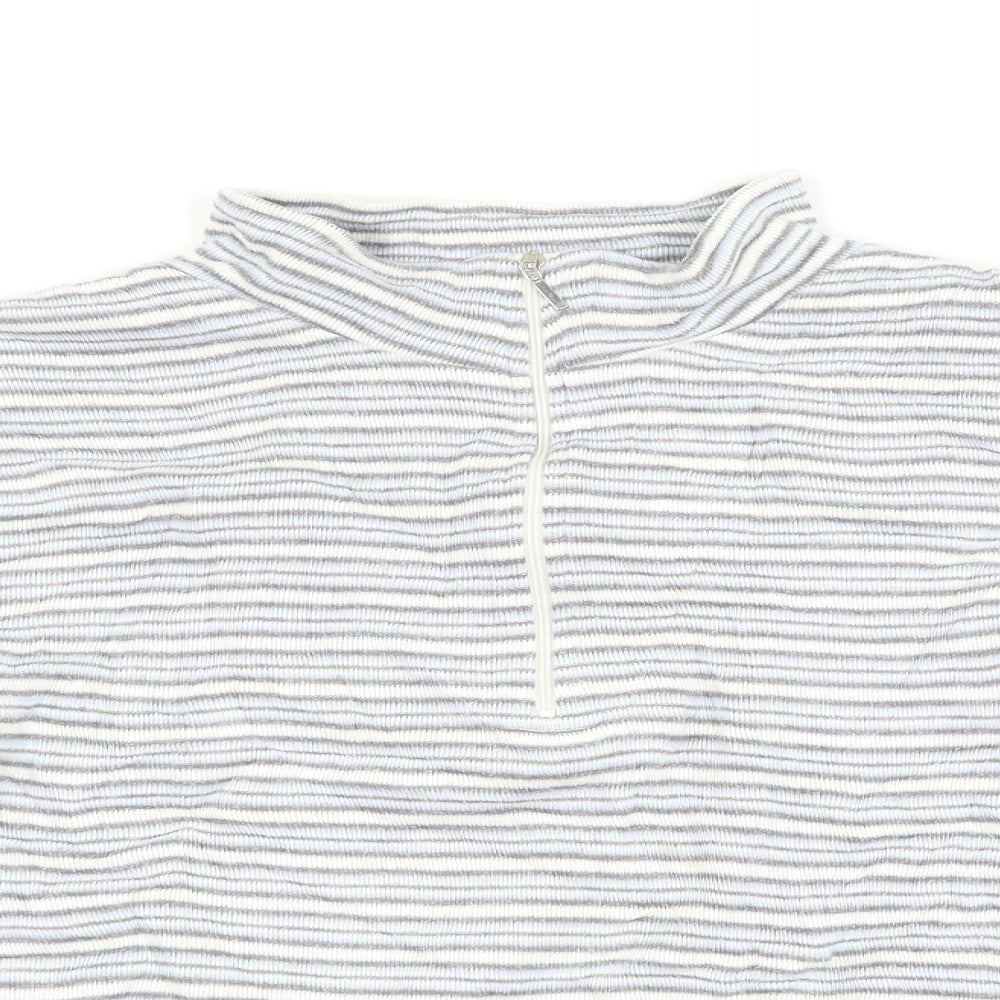 Bonmarché Womens Blue Striped  Henley Sweatshirt Size M