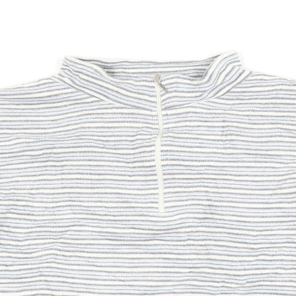 Bonmarché Womens Blue Striped  Henley Sweatshirt Size M