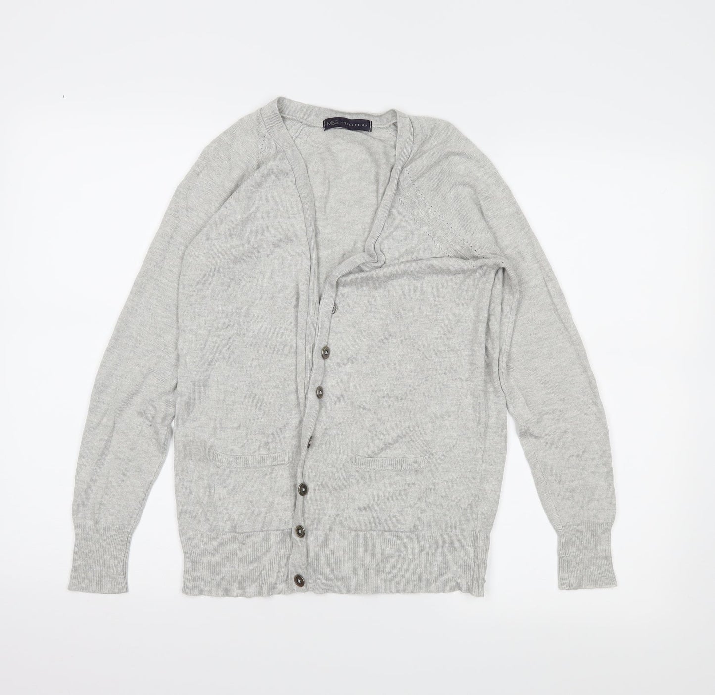 M&S Womens Grey   Cardigan Jumper Size 10