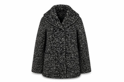 Next Womens Black Herringbone  Overcoat Coat Size 10