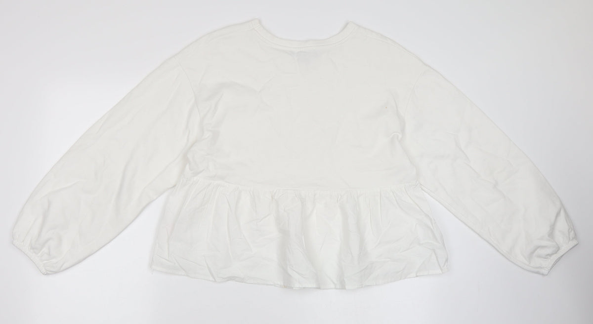 Primark Womens White   Pullover Sweatshirt Size 10  - Peplum