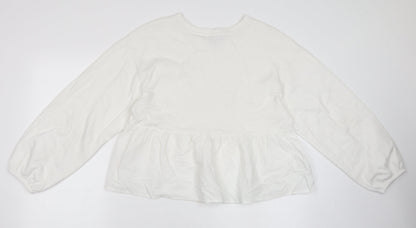 Primark Womens White   Pullover Sweatshirt Size 10  - Peplum