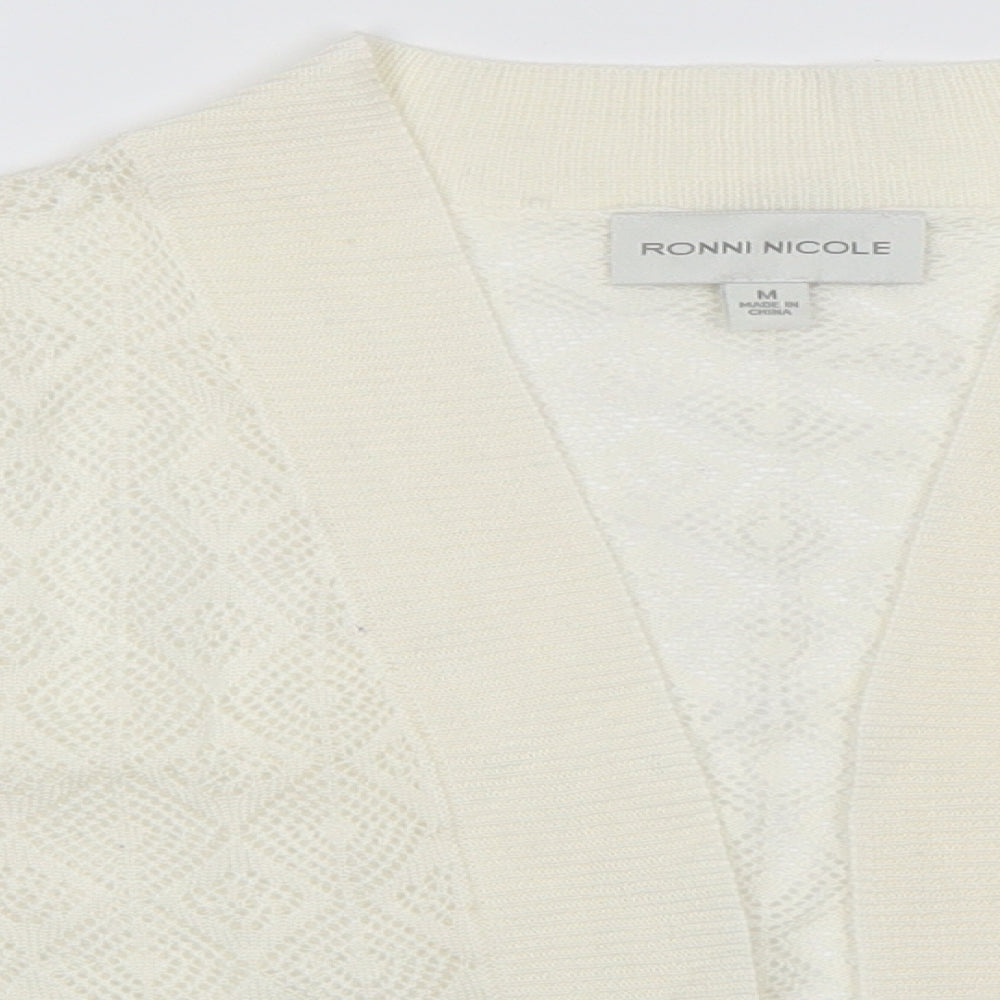 Ronni Nicole Womens White   Cardigan Jumper Size M