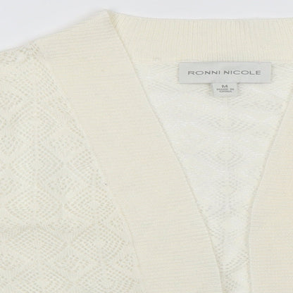 Ronni Nicole Womens White   Cardigan Jumper Size M