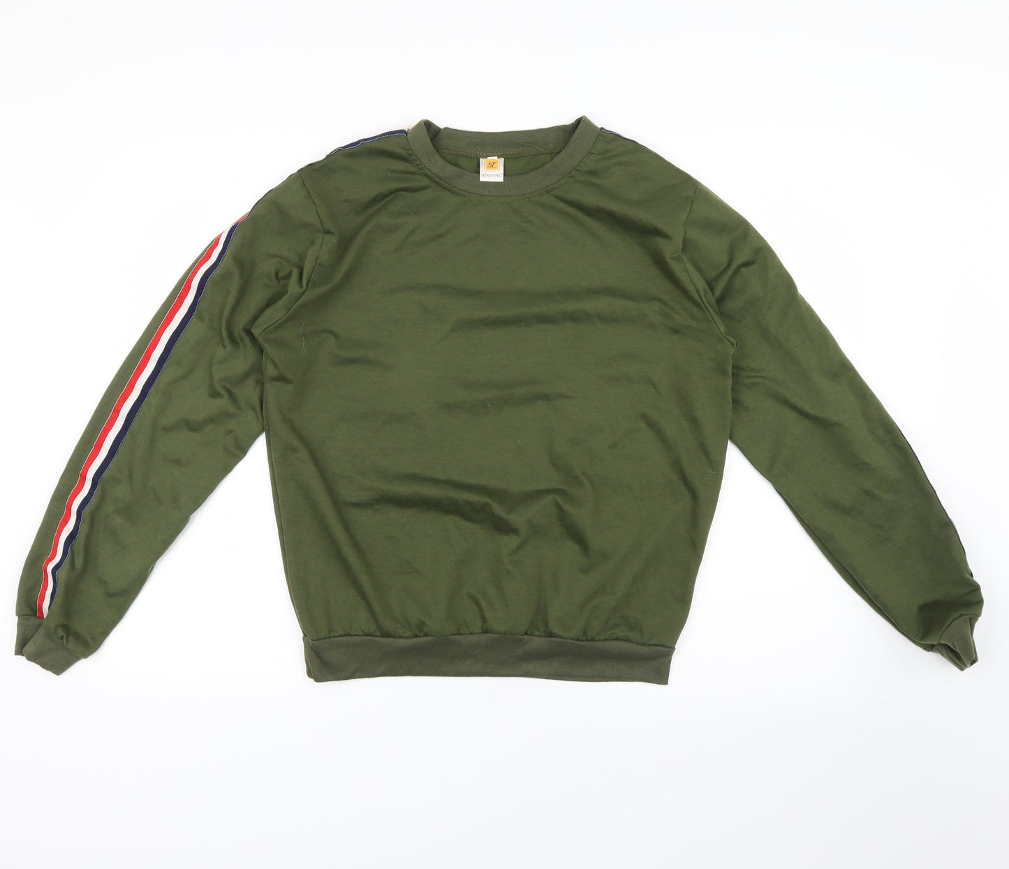 Liranmel Womens Green Striped  Pullover Sweatshirt Size 2XL  - stripe on sleeves