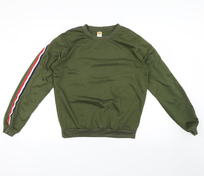 Liranmel Womens Green Striped  Pullover Sweatshirt Size 2XL  - stripe on sleeves